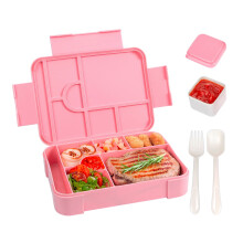 Nepriepustný 6-priehradkový obedár Bento s riadom a...