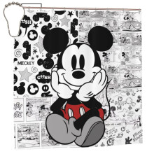 Cortina de chuveiro do Mickey Mouse, 183 x 183 cm, poliéster impermeável.
