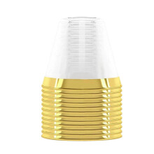 Verres à vin en plastique à bordure dorée de 25 cl (paquet de 12)