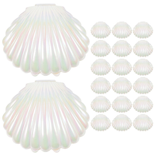 20pc White PP Seashell-Shaped Gift Boxes