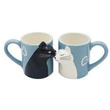 Koffiemokkenset met kattenmotief – 2 bijpassende mokken van 350 ml