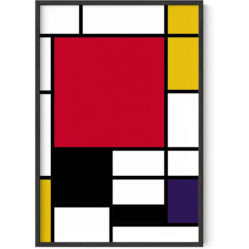 Quadro abstrato de Mondrian, formato retangular, 61 x 91 cm (24 x 36 polegadas).