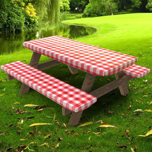 MGEZCOO fitted rectangle tablecloth 30x72 in black plaid