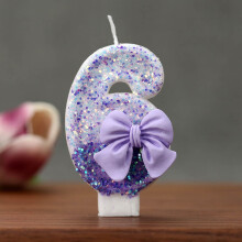 Bougie numérique pour gâteau avec nœud violet dégradé #2G
