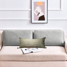 Almohada corporal larga con núcleo de espuma triturada y funda con cremallera.