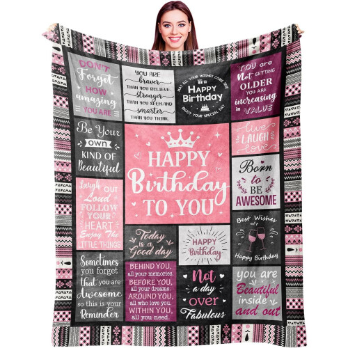 Coperta da compleanno per donna, 60x50 pollici