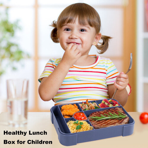 Boîte à lunch Bento étanche à 6 compartiments avec ustensiles et 1