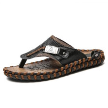 Leren teenslippers voor heren - Antislip - Comfortabel voor zwembad en strand