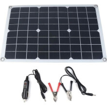 20W 12V Monokristallijn 5V USB-zonnepaneel voor opladen buitenshuis, 42 x 28 cm + autolader + krokodilklem