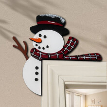 Kerstdeurdecoratie met sneeuwpop en kerstman 2024