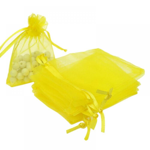 Sachets cadeaux en organza à cordon, 100 pièces