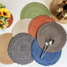 Nordic-style cotton yarn placemat round 12-inch