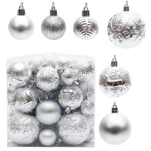 Staron 50-Piece Silver Shatterproof Christmas Ball Ornaments