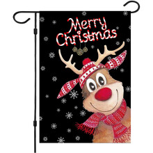 Christmas Garden Flag Elk House Design 12.5x18 Inch