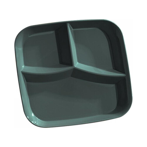 9x9 Inch Square Divided Dinner Plate, PP, 3-Compartment