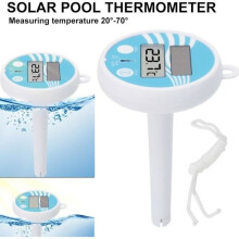 Digitale thermometer op zonne-energie: een nauwkeurig instrument voor het meten van de watertemperatuur in een zwembad.