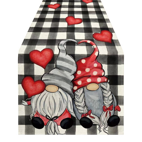 Linen Valentine's Day Table Runner 33 x 120 cm