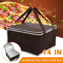 Borsa termica isolante impermeabile per la consegna di pizze, colore nero.