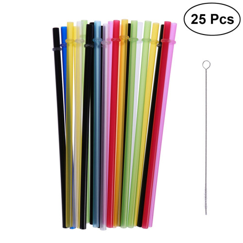 Reusable Plastic Straws BPA-Free Clear 25 pcs