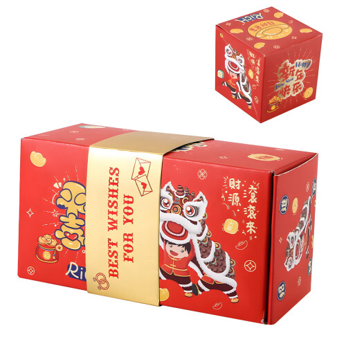 Zeceouar Świąteczne pudełko prezentowe Bouncing Gift Box Red Envelope 6PCS