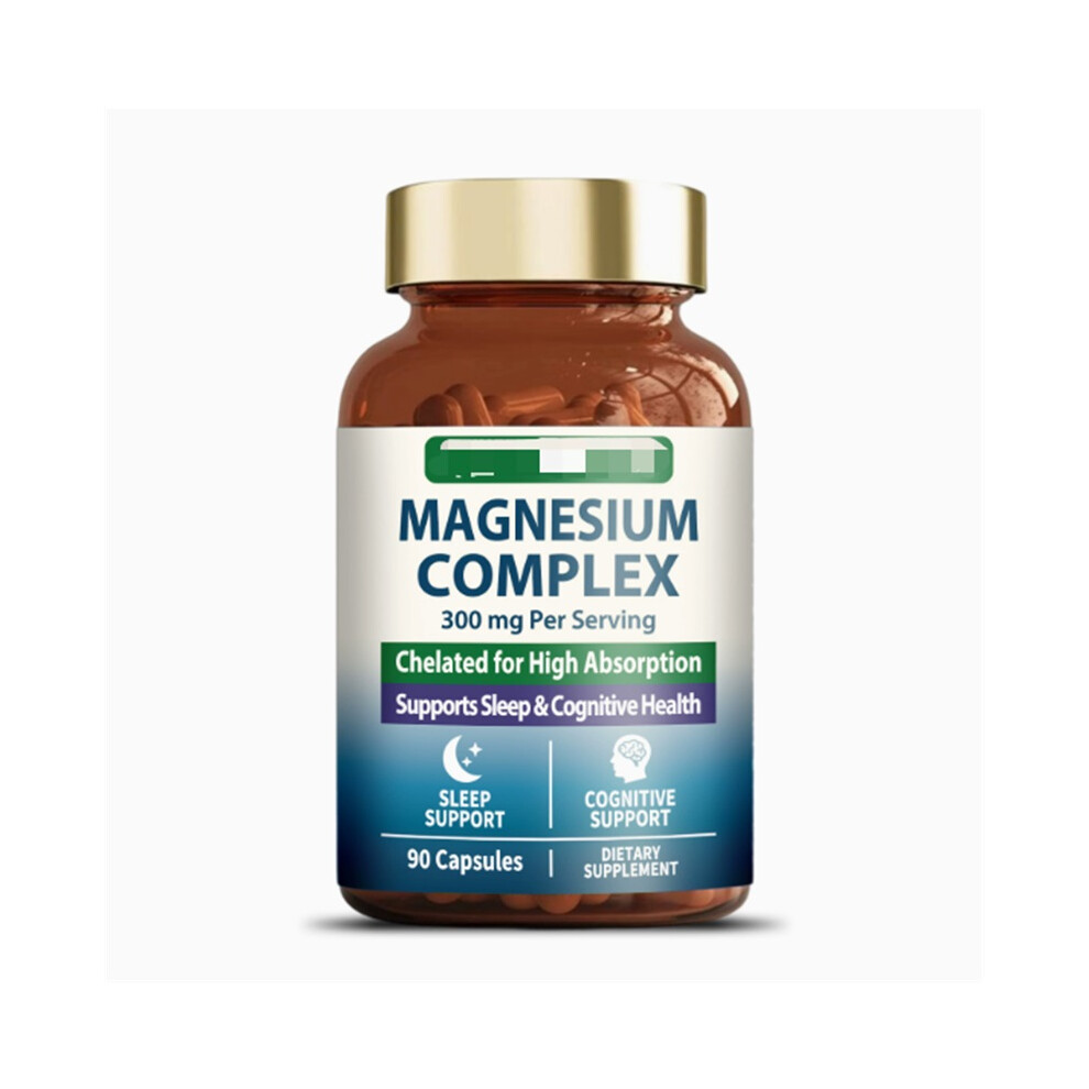 (2Pcs) Chelated Magnesium Complex Supplement, 300mg High Absorption Formula for Sleep & Cognitive Health, 90 Capsules