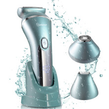 Depiladora y afeitadora femenina Hatteker RSCX-9612 para rostro, axilas y zona del bikini, con clasificación IPX7, azul