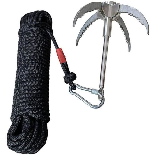 Grappling Hook, 400kg Multifunctional Folding Gravity Hook with 20m Rope, Climbing Grappling Hook