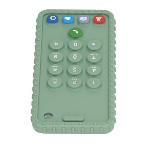 Phone-shaped teething ring, funny simulated phone teething toy, green