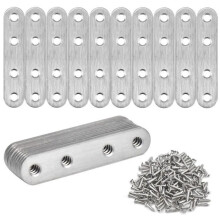 20 Pcs Straight Flat Fixing Plates, Stainless Steel Straight Fixing Angle Brackets, Flat Joining Plates
