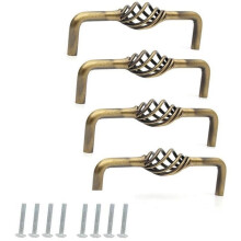 Set of 4 antique Inconel drawer pulls for chest of drawers doors - Bronze/128 mm