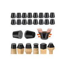 Chair Leg Protectors - Black Silicone Pads with Felt Pads - Fits 14-18 mm