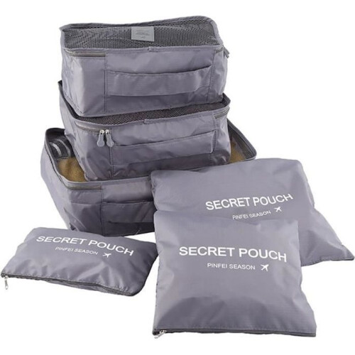 Travel Organizer - Not specified - Set of 6 - Polyester - Gray - Optimized storage