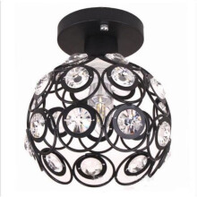 Modern Industrial Black Metal Ceiling Light 20cm, Crystal Style DIY Chandelier for Living Room, Bedroom, Cafe, Bar