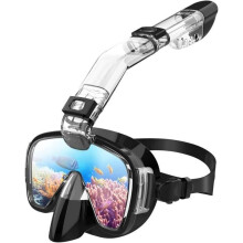 Foldable Snorkeling Mask with Snorkel Kit, Anti-fog Silicone, with Innovative Breathing System, Camera Holder - S