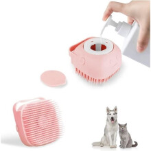Silicone pet bath brush, multi-functional massage brush and shampoo dispenser for dogs
