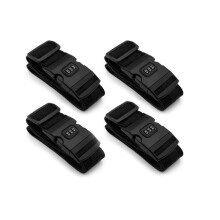 4x Suitcase Straps with Quick Release Buckle - 100 cm to 180 cm - Adjustable Travel Belts with Combination Lock - Black
