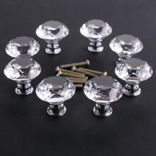 8pcs 40mm Clear Crystal Glass Knob Handle for Furniture Cabinet Cupboard Dresser