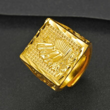 24k Yellow Gold Plated Ring for Men, Large Size, Sailboat Design, Adjustable Size