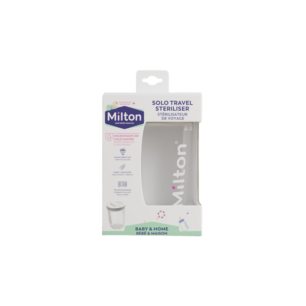Milton Solo Travel Steriliser White Portable Baby Bottle Sterilizer for Travel Use