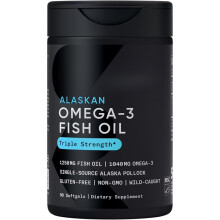 (1pc) Omega-3 Fish Oil 1250-Triple Strength Fish Oil Supplement from Wild Alaska Pollock-90 Softgel Capsules