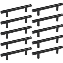 Pack of 20 black stainless steel cabinet door handles, 128 mm, with screws