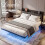 Levede Floating Bed Frame Double LED Lights Upholstered USB Storage Headboard 11