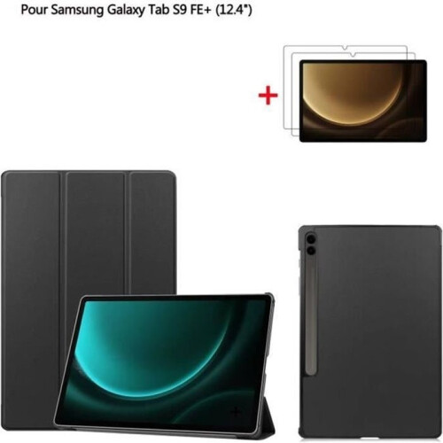 Tablet - Samsung - Galaxy Tab S9 FE Plus - PU Leather Case - Screen Protector - Shockproof