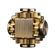 Anti-stress toy - SALUTUYA - Rotating metal cube - Brass - Gold - 32x32x22 mm