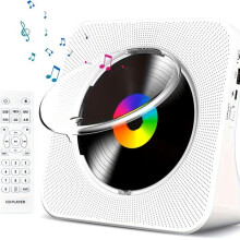 Portable CD boombox with 2 speakers, wireless connectivity, USB/FM radio, remote control, CD amplifier, stereo sound