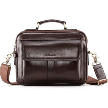 Leather Briefcase Shoulder Bag for Men Brown