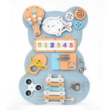 Busy Board Montessori Wood, Sensory Activity Board, Occupied Board, Hanging Design, Fine Motor Skills for Children (Blue)