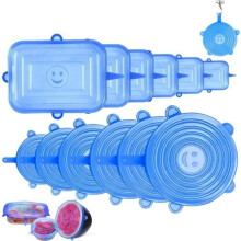 Food Grade Silicone Lids - Brand - Model - 12pcs Reusable - Blue