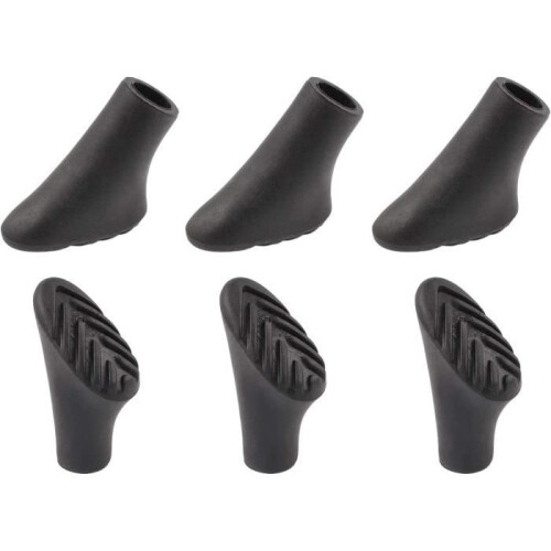 Anti-slip rubber protective tips for walking poles, replacement tips for hiking poles (6 pcs)