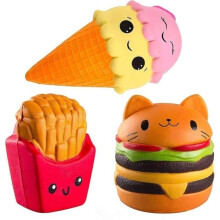 Cute Kawaii Soft Squishy Simulation Hamburger Fries Ice Cream Toy Slow Rising for Children and Adults - Relieves Pain